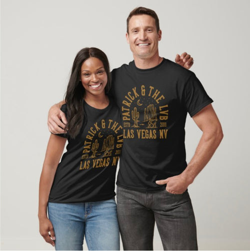 Patrick & The LVB Las Vegas NV tee worn by a man and woman